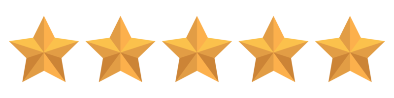Five gold stars displayed in a horizontal row
