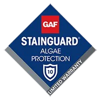 Blue GAF StainGuard algae protection limited warranty badge