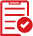 Red calendar with check mark icon representing scheduled service or appointment