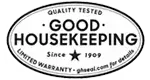 Black and white Good Housekeeping Quality Tested seal with “Since 1909” text